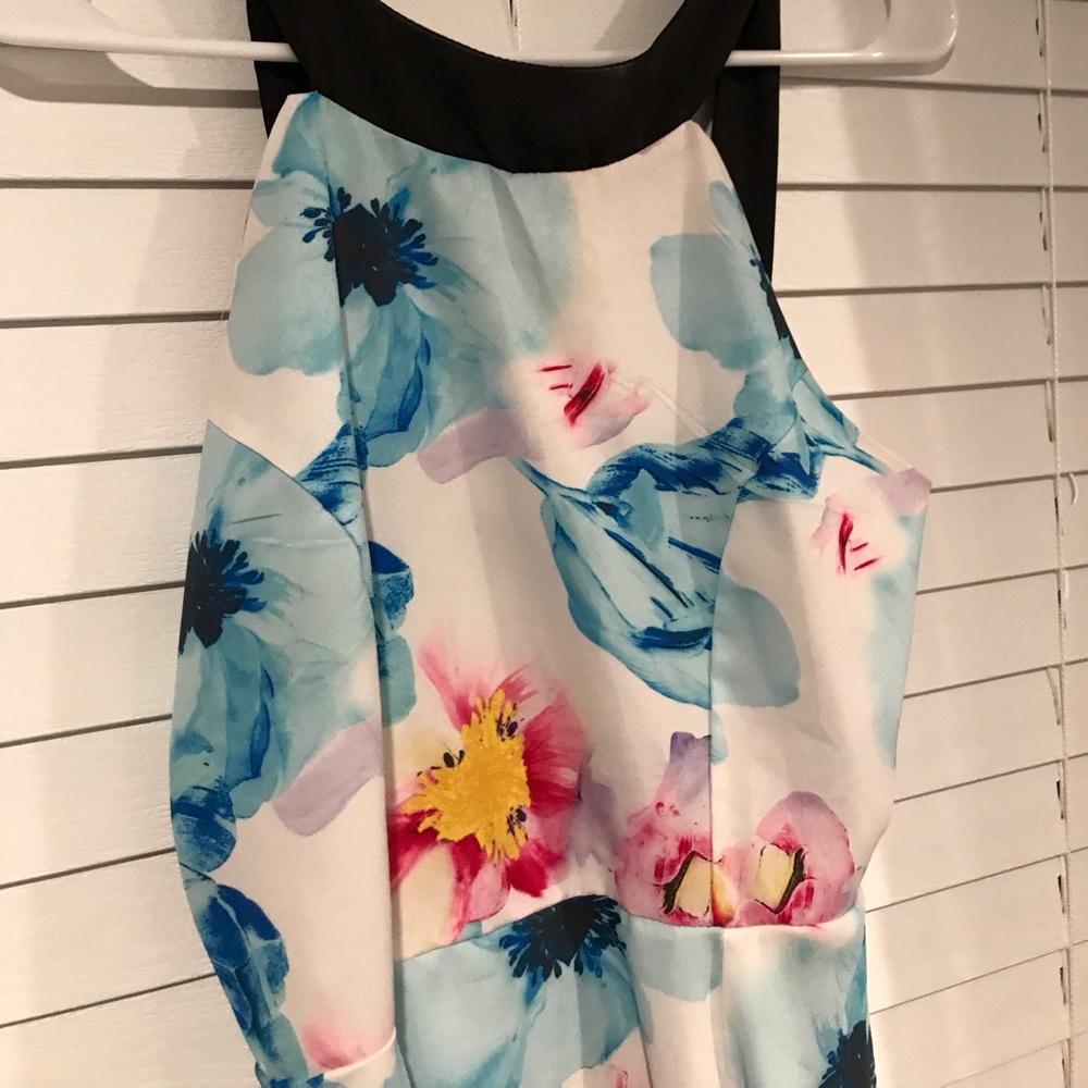 White Floral Open Back Dress
